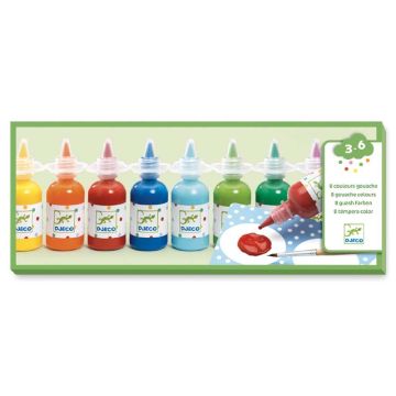 8 Bottles of Gouache Paint by Djeco - 0